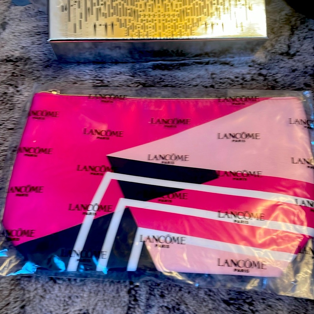 Pink Geometric Cosmetics Makeup Bag